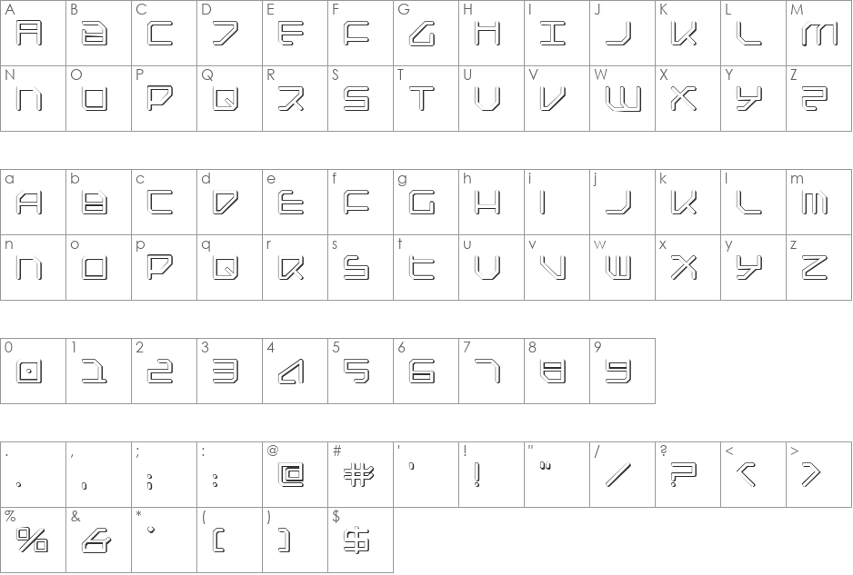 Federapolis Shadow font character map preview