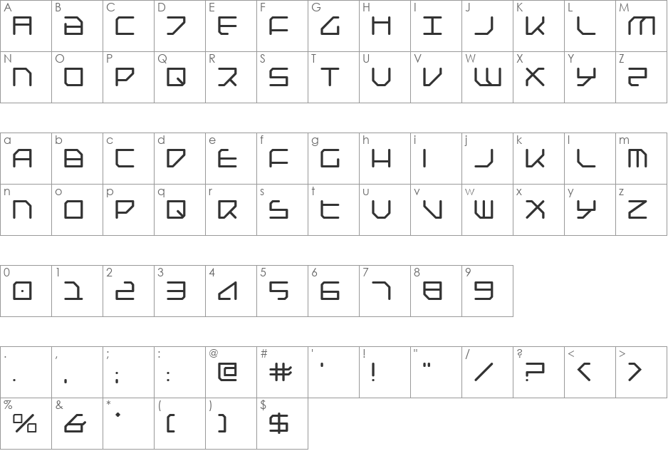 Federapolis Shadow Italic font character map preview