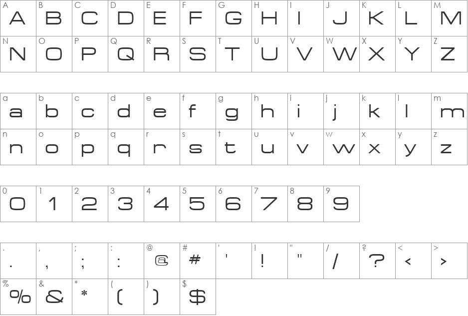 Federation font character map preview