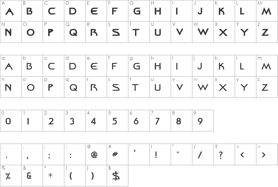 Federation font character map preview