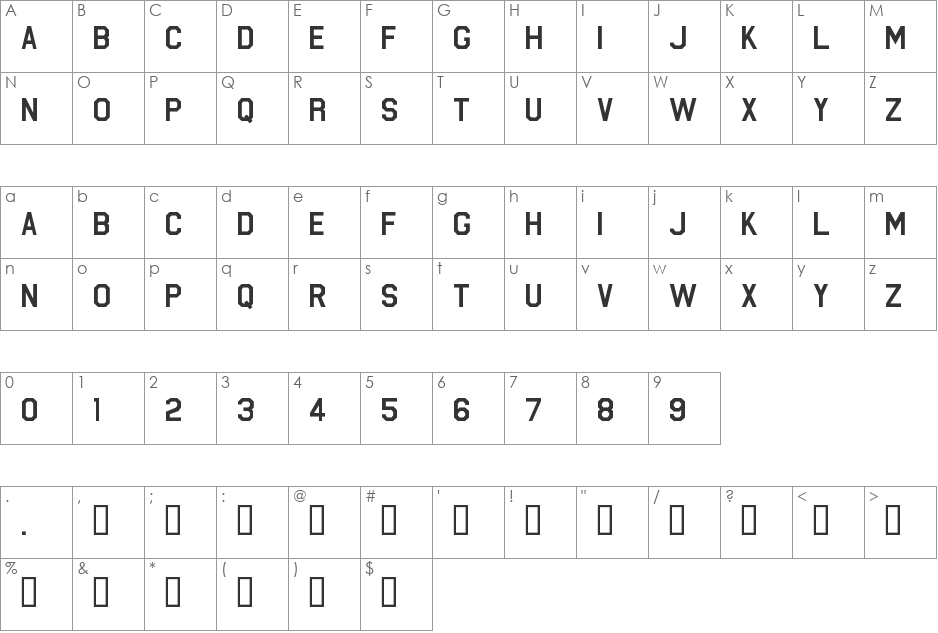 Federation Starfleet Hull 23rd font character map preview