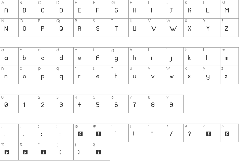 Analymics 2 font character map preview