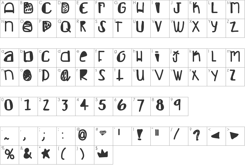 FeelinLikeGold font character map preview