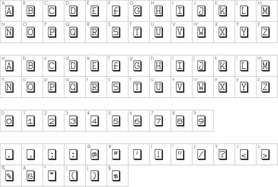 FeggoliteKeyed font character map preview