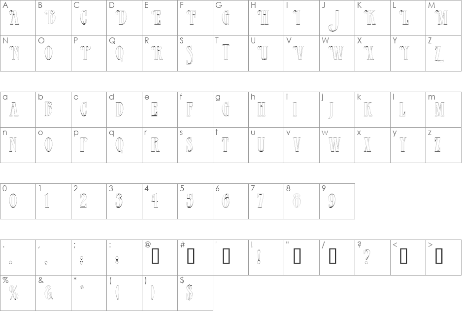 Fego Classic font character map preview