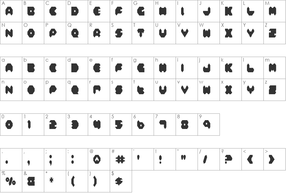 Feldercarb Condensed font character map preview