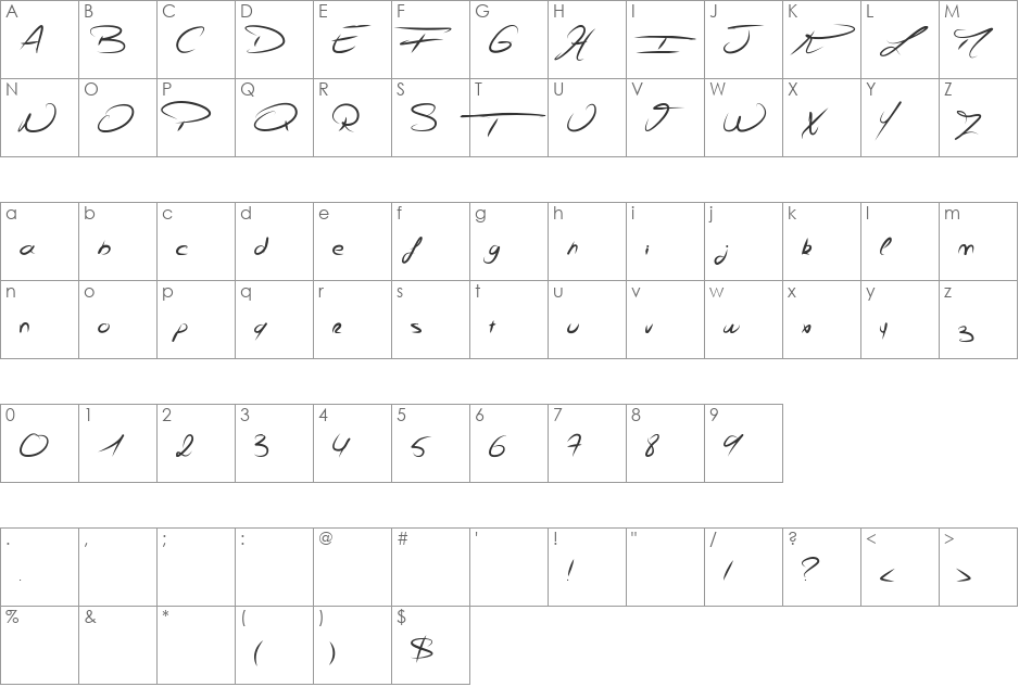 FeliX font character map preview