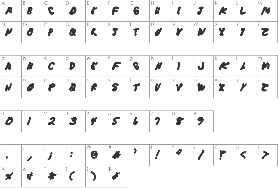 FeltCrappyDan font character map preview