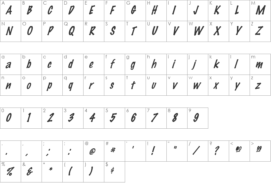 FeltMark-Italic font character map preview