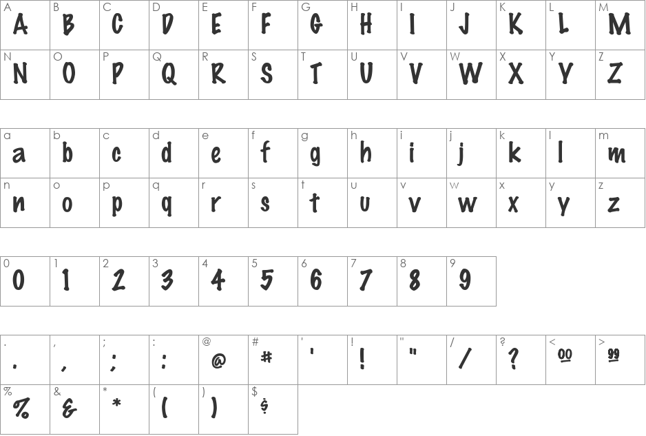 FeltTip font character map preview