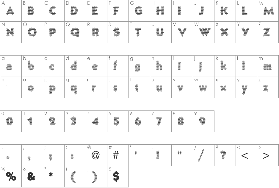 Fence Wire font character map preview