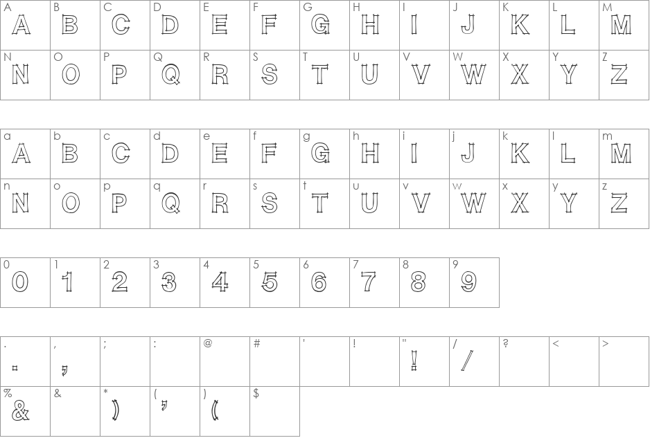 Fency Troop font character map preview
