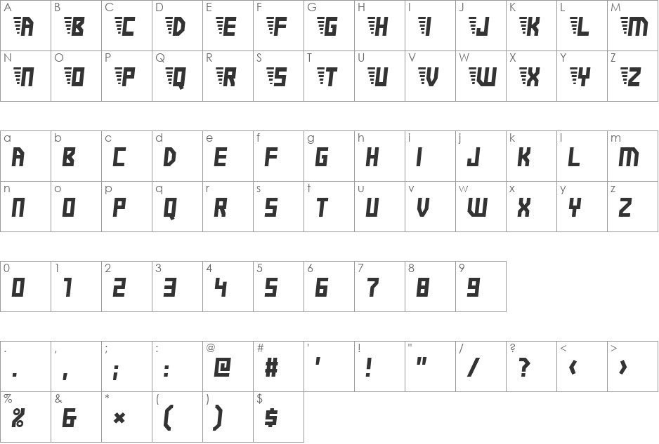 Fenny Art font character map preview