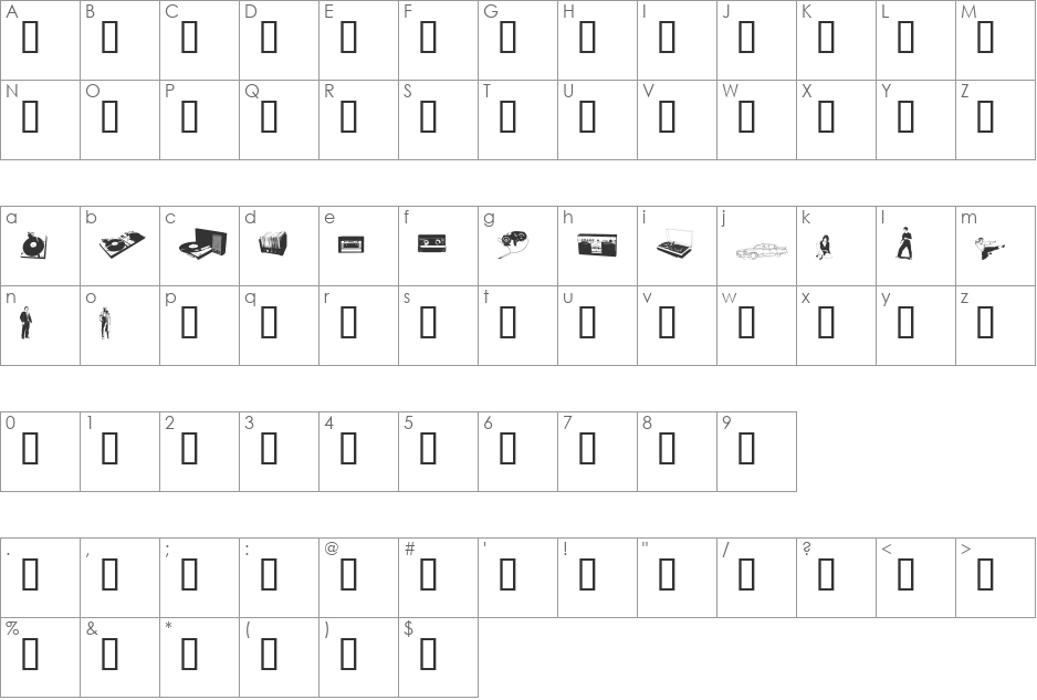 Fenotype dings font character map preview