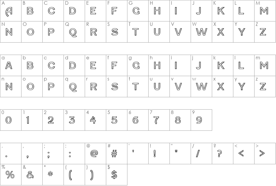 Fenwick font character map preview