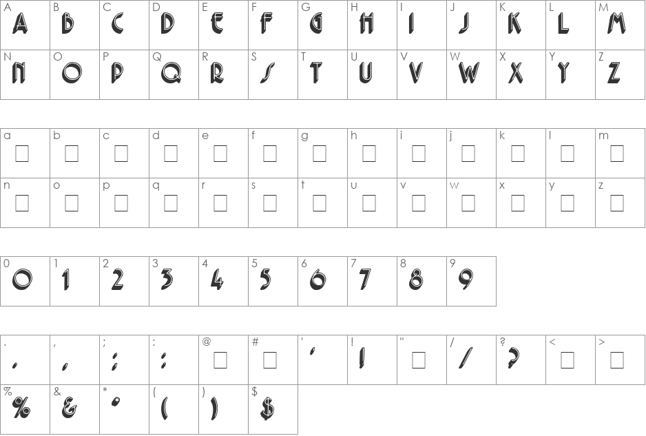 Ferio Display Caps SSi font character map preview