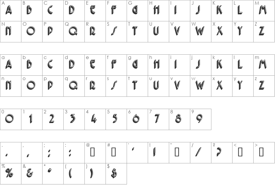 FerioDisplayCapsSSi font character map preview