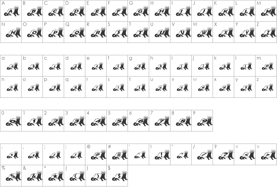 Ferret Body font character map preview