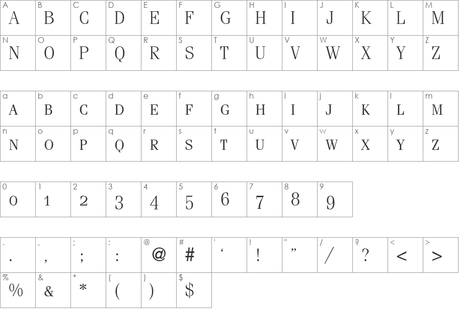FerventSmc font character map preview