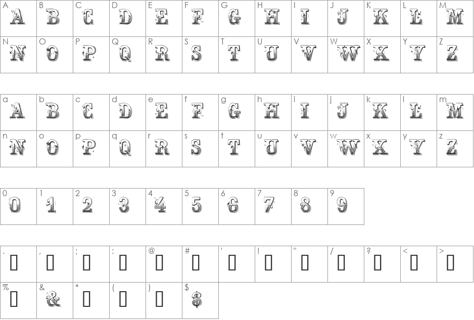 FestivaCapsSSK font character map preview