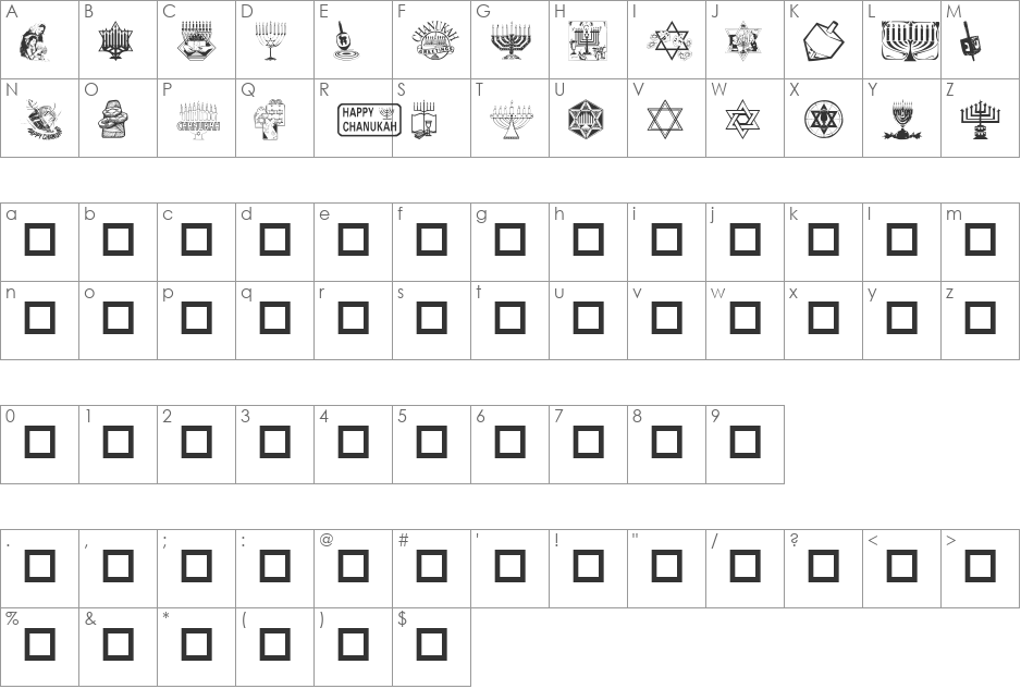 Festival of Lights font character map preview