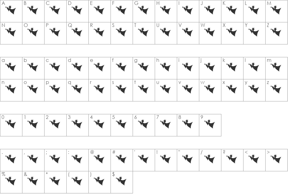 Festive font character map preview