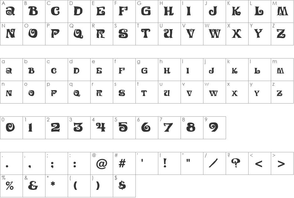 Festivus font character map preview