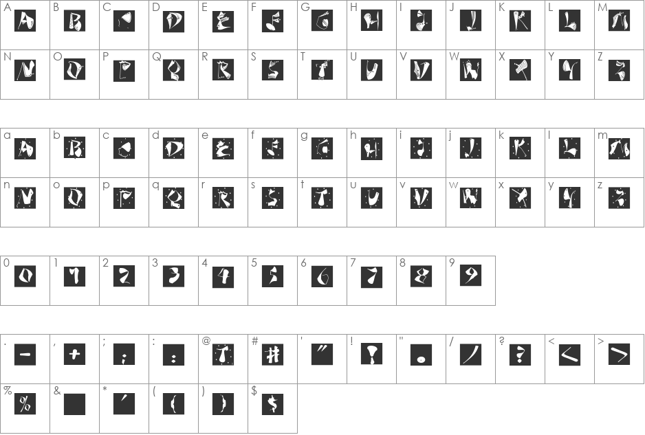 AnarchoSquares font character map preview