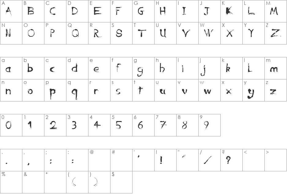 Anarchy font character map preview