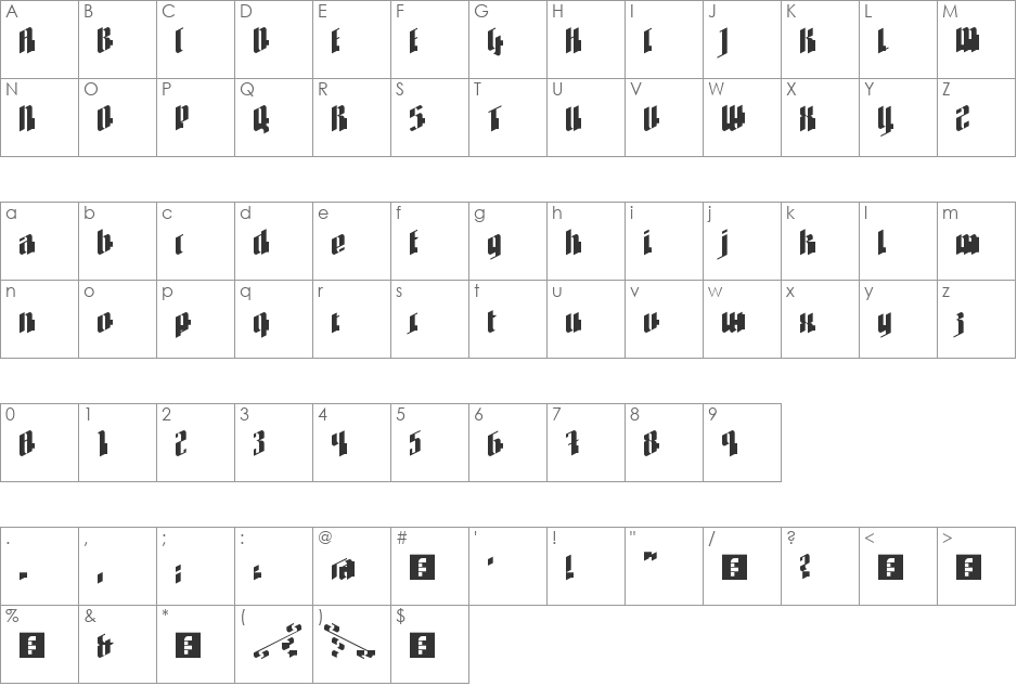 Few karen2 font character map preview