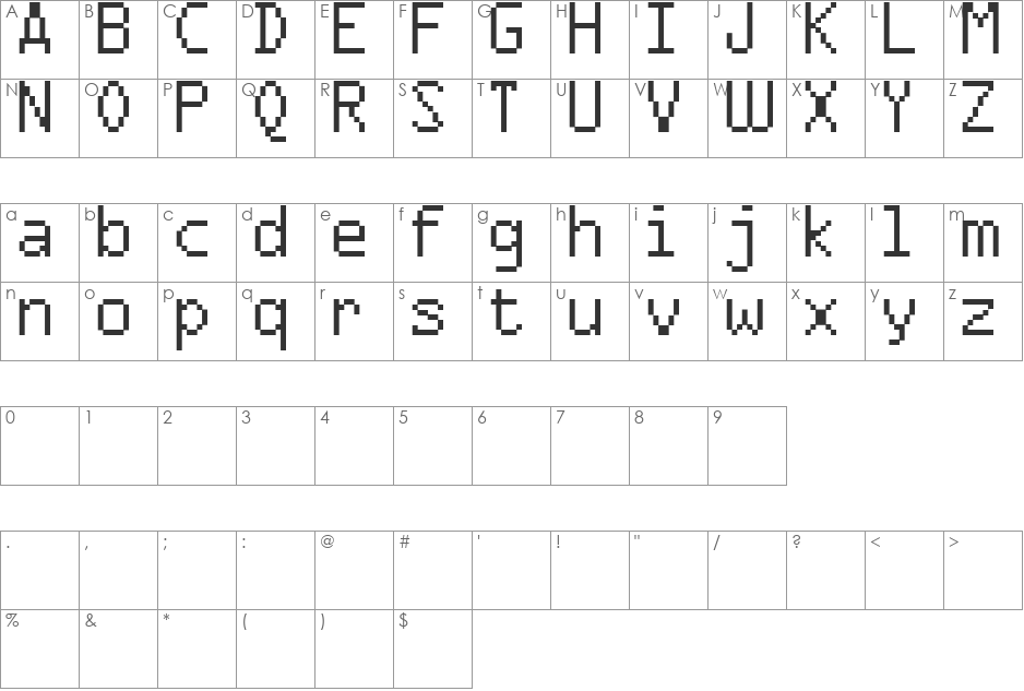 FFF Agent Condensed font character map preview