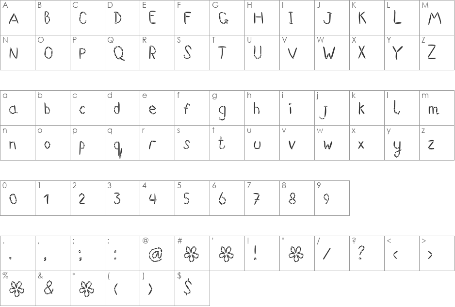 FFU SuwiKisu font character map preview