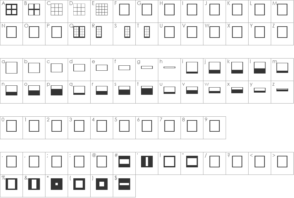 FFX Windows font character map preview