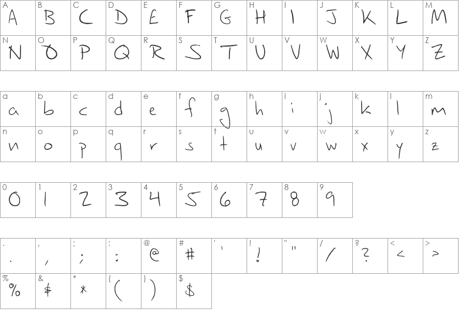 FG-ballpoint font character map preview