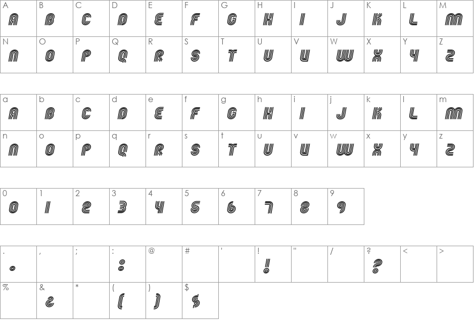 Fgroove font character map preview