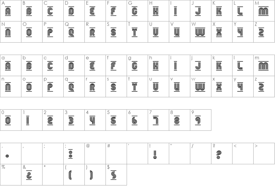 Fgroove font character map preview