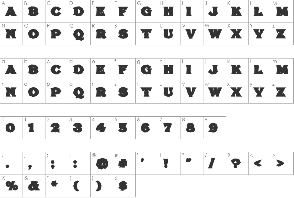 FHA Brokn Gothic BustdD NC font character map preview