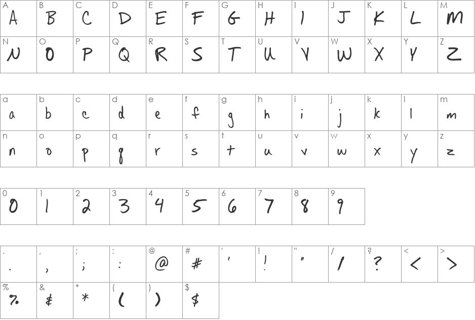 Fh_Allisa font character map preview