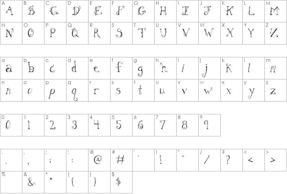Fh_Letter font character map preview