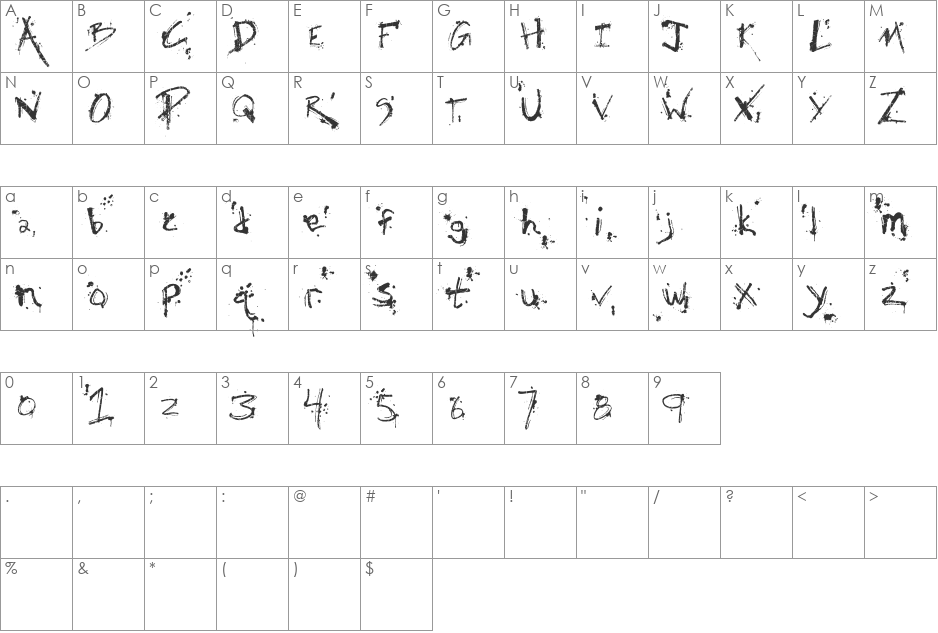 Fh_Obscene font character map preview