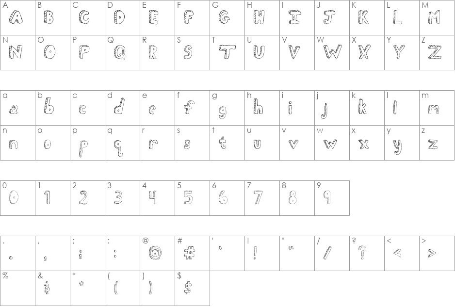 Fh_Scribble font character map preview