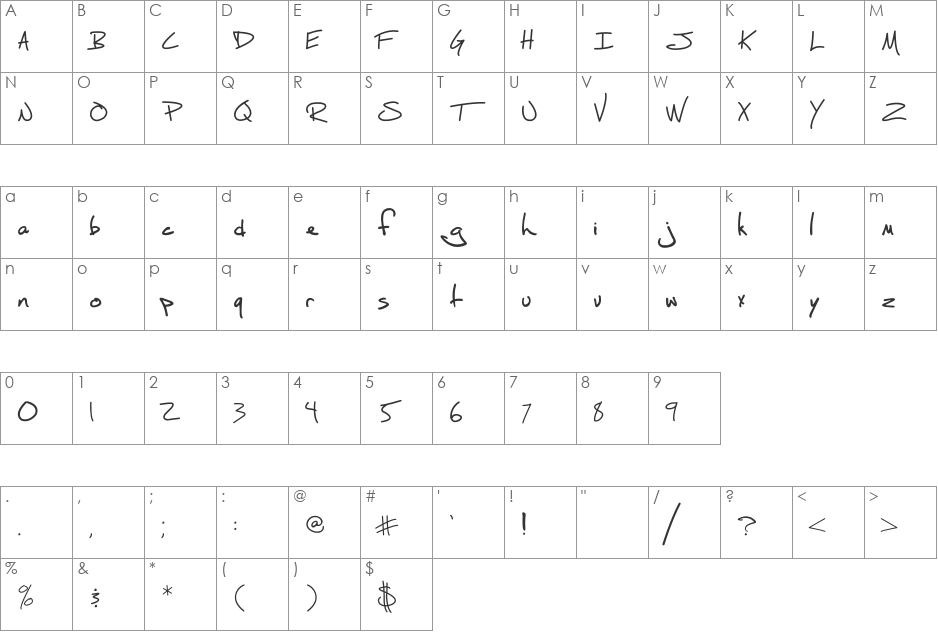 Fh_Script font character map preview