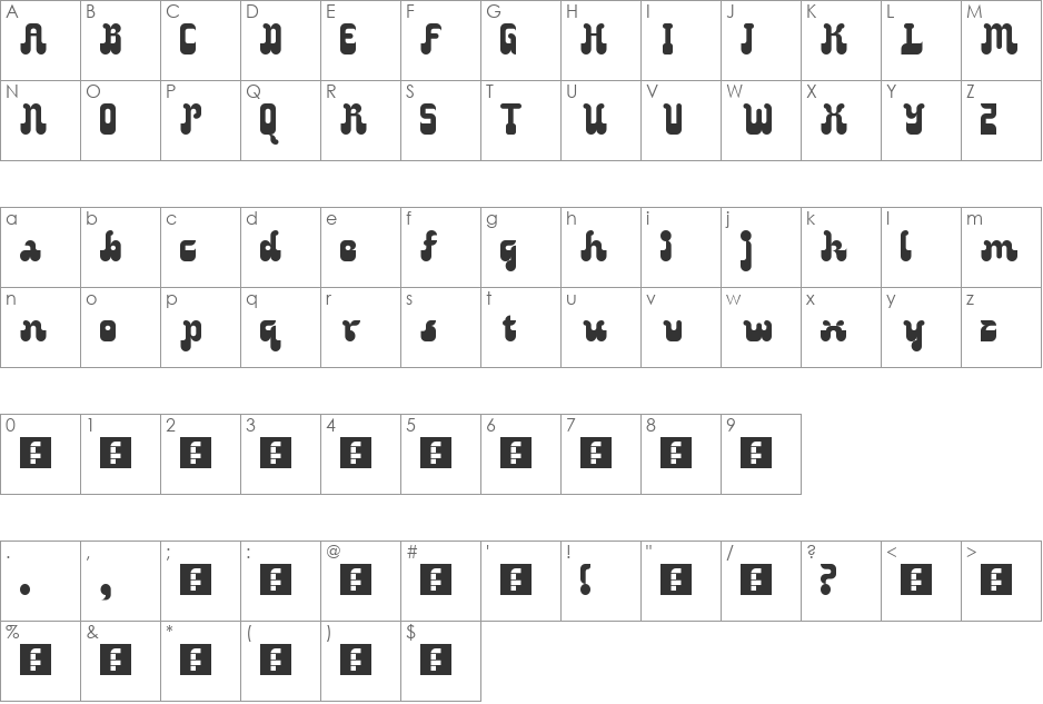 Fiddledy-Dee font character map preview