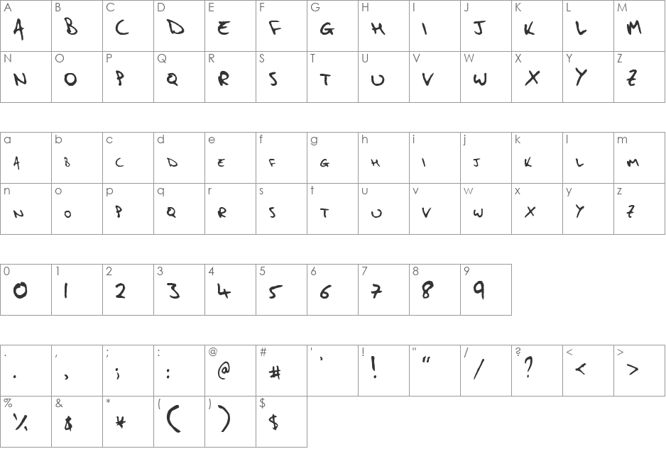 Fiddlesticks font character map preview