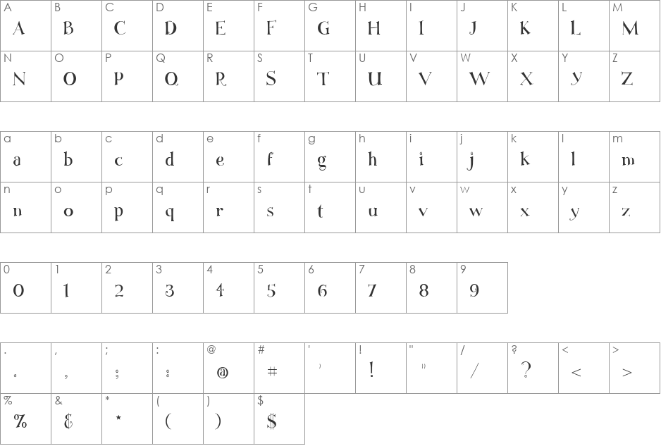 FiddlestixSolid font character map preview