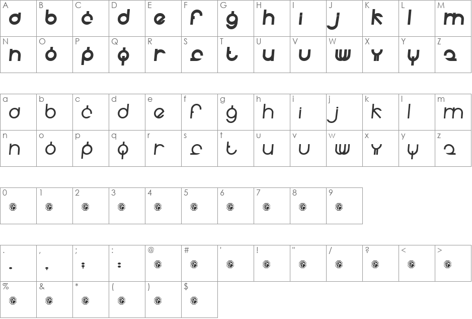 Fidelle font character map preview