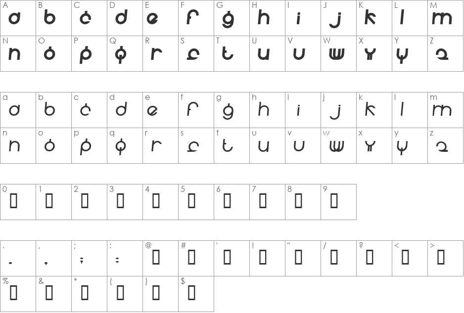 Fidelle font character map preview