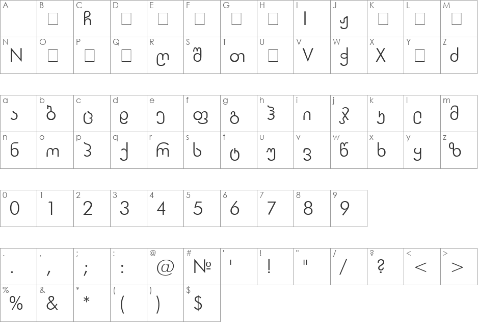 Fido font character map preview