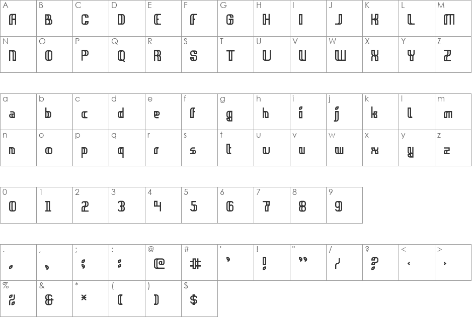 Field Day font character map preview