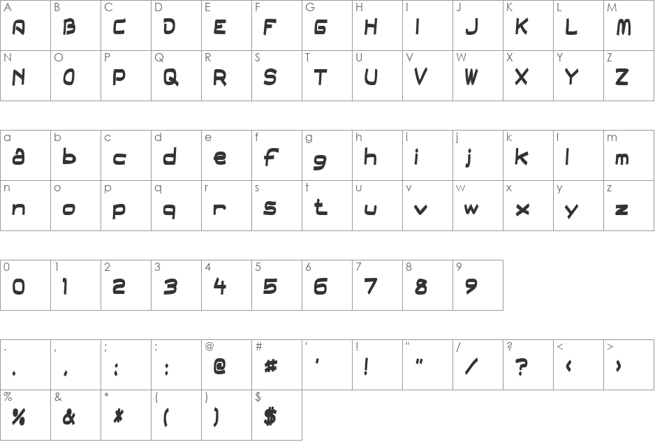 Field Day Filter font character map preview